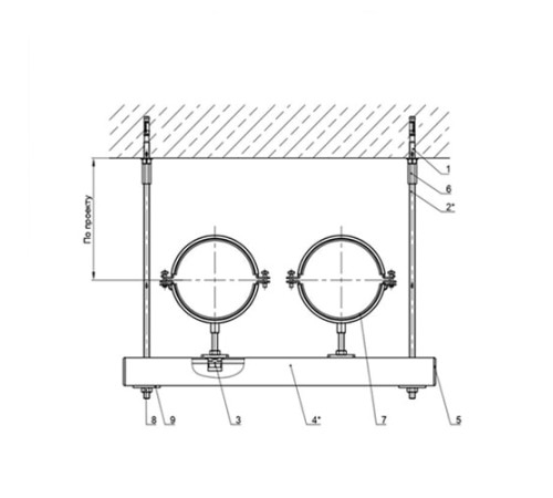 Крепления двух трубопроводов к перекрытию в Борисове