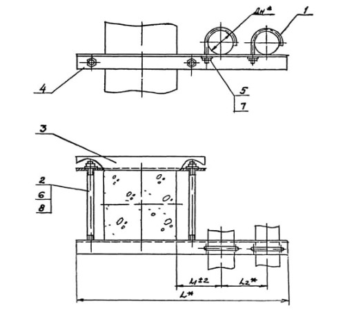 Крепления двух трубопроводов к колонне в Борисове