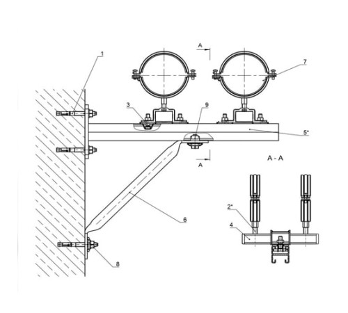Крепления двух трубопроводов к стене в Борисове