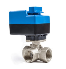 Шаровые муфтовые краны трехходовые с приводом